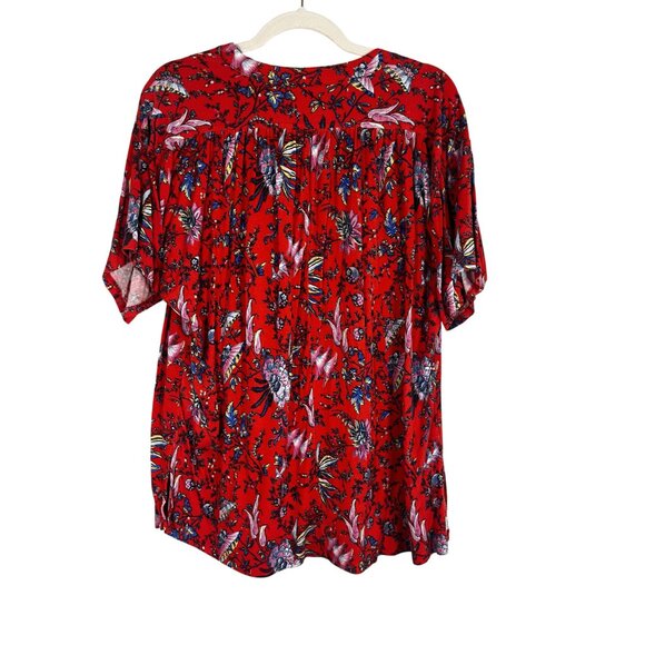 Maeve Floral Top XL Red Boho Indie Folk Peasant Preppy Resort Festival Western - Picture 2 of 9